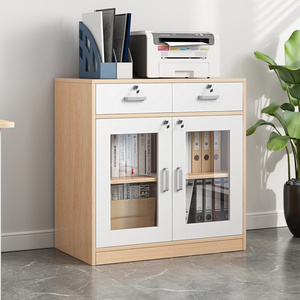 文件柜家用书柜带锁落地资料柜档案柜书架带玻璃门柜子办公室矮柜