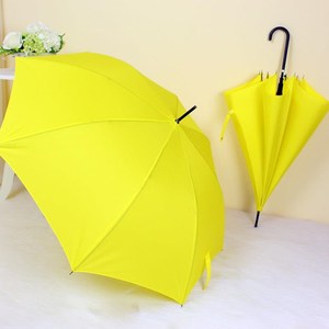 长柄雨伞黄色韩版弯柄直杆纯色小清新小黄伞简约男女长伞