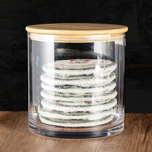 普洱茶收纳盒透明密封防潮竹木盖七饼茶叶桶茶缸大容量茶饼储存罐