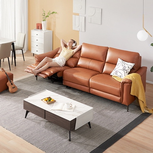 顾家家居现代设计轻奢简约电动多功能真皮沙发客厅家具组合6023