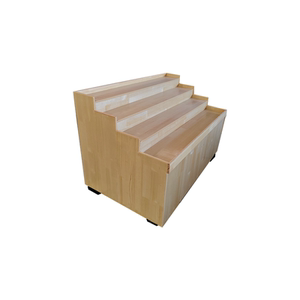 lkhoyu定制水果店梯形货架钢木台阶边柜木质双面阶梯中岛蔬果展示