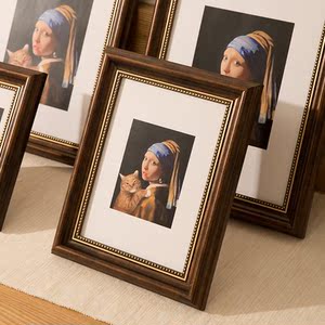 镜框装饰画美式油画外框定制尺寸线条丙烯画板装裱挂墙镜框架定做