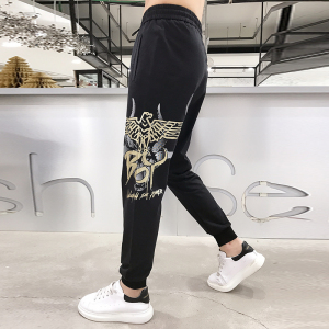 boy裤子男潮牌春夏季老鹰翅膀韩版青年学生ins薄款长裤卫裤束脚裤