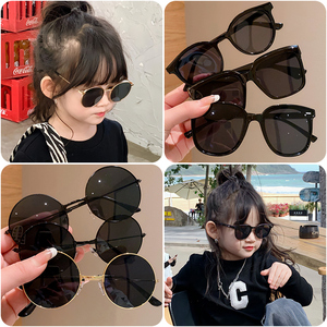 防紫外线黑色墨镜男童女童新款眼镜儿童宝宝男孩女孩太阳镜眼镜