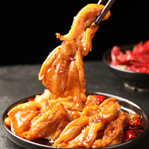 特产芥末口味鸭掌去骨鸭爪即食无骨脱骨鸭掌小吃酒店凉菜200g/袋