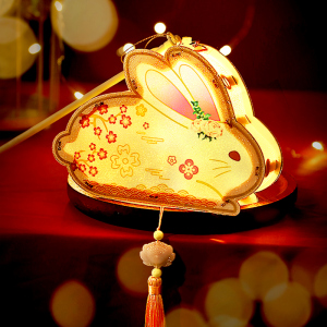 中秋节儿童兔子灯笼diy手工制作材料包幼儿园手提发光小花灯宫灯