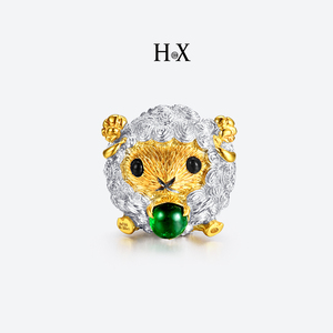 18k白金镶嵌swat祖母绿吊坠十二生肖黄金羊项链斯瓦特宝石锁骨链