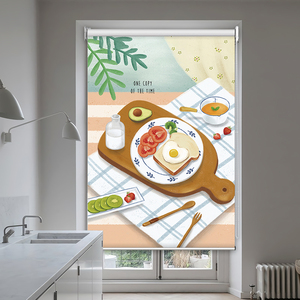 厨房定制卷帘窗帘全遮光防晒防水防油免打孔拉链升降式餐厅客厅