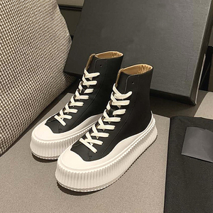 明星同款饼干鞋jilsander厚底鞋女绑带休闲高帮乐福鞋松糕小白鞋