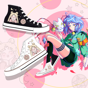 回力美少女战士联名手绘高帮帆布鞋水冰月回了个力爆改鞋桃子熟了