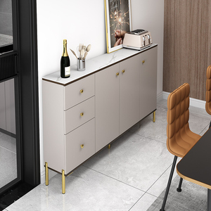 轻奢岩板餐边柜一体靠墙现代简约超薄置物柜客厅墙边柜餐厅茶水柜