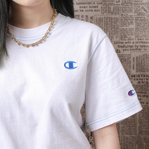 美潮champion冠军宽松印花小标t恤男女情侣短袖夏ins潮牌半袖