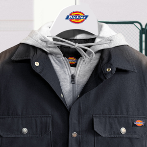 正品dickies迪克斯宽松黑色连帽外套美式复古迷彩短款棉服秋冬男