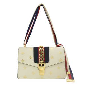 95新gucci古驰白色sylvie小号蜜蜂星星手提包单肩包