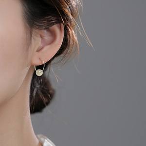 eros stars 925纯银和田玉耳环女2022年新款潮国风耳钉耳圈耳饰品