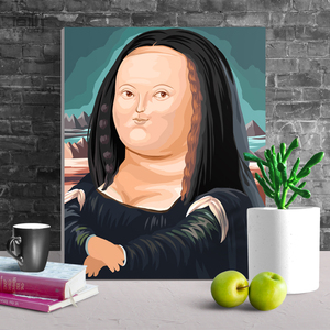 数字油画成人手工diy减压名画q版蒙娜丽莎胖胖的少女填充画