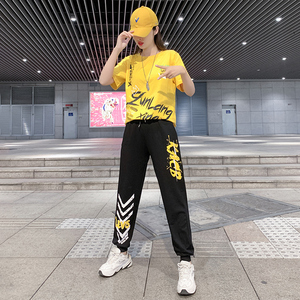 曳步舞服装套装2021新款宽松广场舞鬼步舞运动时尚男女跳舞衣服夏