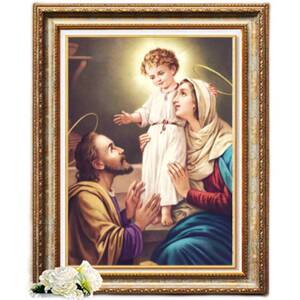 圣家口三像圣画耶稣像基督欧式画框玄关客厅挂画天主教圣母若瑟