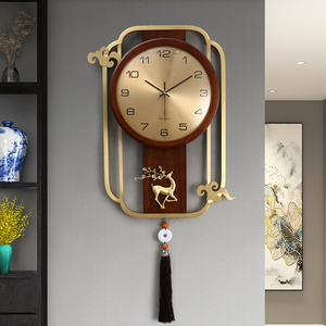 新中式实木客厅挂钟