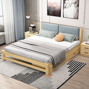 实木床简易单人床15米12米出租房小松木床18米双人床大床双抽屉单