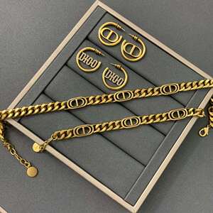 新款cd字母黄铜颈链迪奥芭莎Аdior网红锁骨链重工手链耳钉项链女