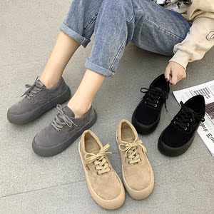 秋冬加绒面包鞋女ins潮韩版网红时尚轻便ulzzang百搭休闲鞋帆布鞋