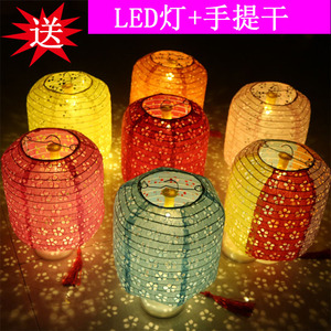 点蜡烛的纸灯笼老式手提怀旧手工制作小学生儿童diy放传统玩具猪