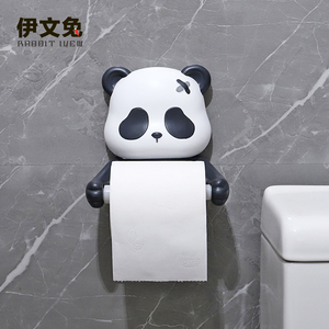 可爱熊猫卫生间纸巾盒创意卡通动物洗脸巾纸巾架免打孔卷纸筒挂架