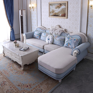 欧式布艺沙发小户型客厅组合3米贵妃转角简欧科技布茶几现代简约