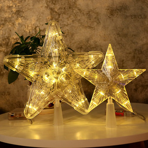 圣诞树led发光星星灯挂饰顶灯五角星彩灯装饰圣诞场景布置灯带