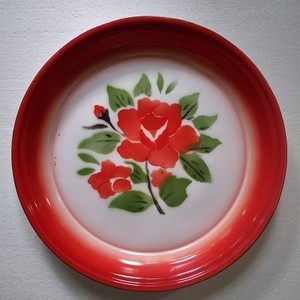 瓷盘金属老式茶盘子托盘搪瓷铁盘圆形大盘鸡新品专用怀旧餐具家用