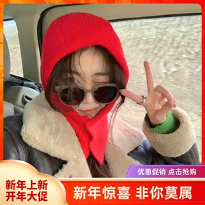 网红巴拉克拉法套头帽子女冬季包头保暖小红帽连体围脖毛线帽男潮