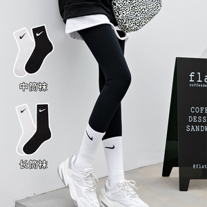 nike耐克外穿袜子女中筒袜夏季长筒白色标志logo春秋ins潮网红款