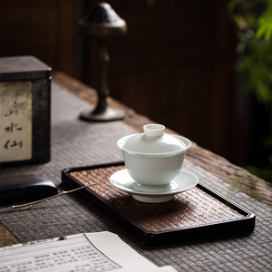 四夕窑功夫茶盖碗家用茶盖颜色釉泡茶碗手工三才碗景德镇陶瓷茶具