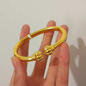 金包银手镯女南瓜蒜头金镯子女时尚个性开口首饰送闺蜜礼物不掉色