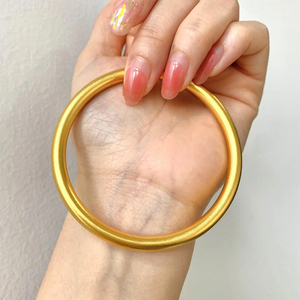 9999黄金手镯女经典古法传承足金镯子实心简约素圈真金包银手环