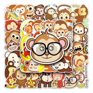 50张猴子动物手账贴纸卡通可爱手机水杯平板儿童学生幼儿园防水贴
