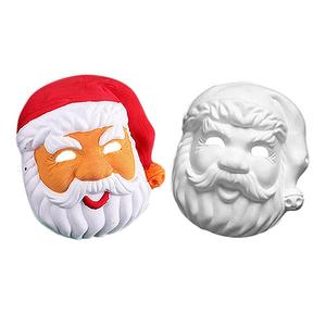 聚会派对手工diy白色纸浆面具 幼儿园圣诞节绘画材料圣诞老人脸谱