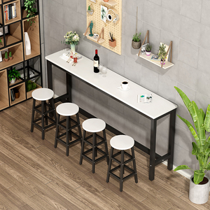 吧台桌阳台家用简约奶茶店靠墙长条餐桌椅组合高脚窄桌子酒吧商用
