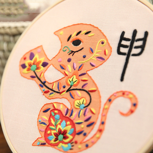 手工diy十二生肖刺绣材料包初学自制绣花儿童手工简单刺绣包邮