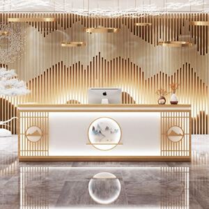 茶楼酒楼接待台古典风吧台公司国风收银台实木美容院新中式前台