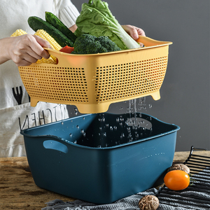 家用双层大号洗菜盆沥水篮洗水果塑料水果盆滤水篮沥水筐漏水篮子