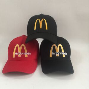 麦当劳服务员工作帽鸭舌帽刺绣帽子上班绣花秋季韩版牢固美观同款