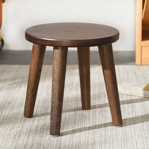 爱必居实木小凳子多功能木凳子沙发凳茶几凳客厅圆矮凳四腿胡桃色