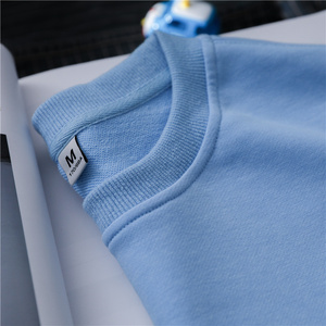 280g天蓝色baby蓝圆领卫衣女软奶湖蓝色情侣宽松毛圈布春秋上衣男