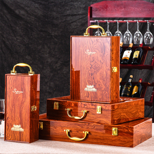 红酒包装盒礼盒木盒钢琴烤漆高档礼品盒盒子双支装葡萄酒木质木箱