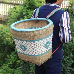 背篓竹编农用家用塑料编织背篼收纳筐成人买菜采摘背筐舞蹈道具