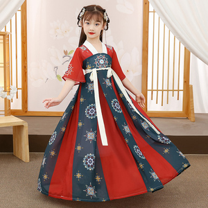 汉服女童夏装国装超仙襦中裙古风唐i装女宝宝汉服礼服连衣热销