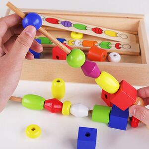 儿童蒙氏早教具益智串珠盒幼儿园13岁男孩子穿珠子玩具25女宝宝