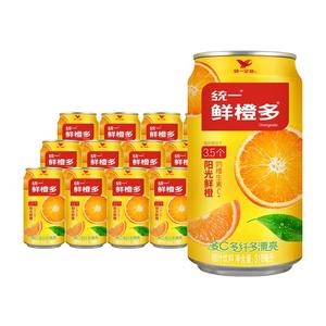 统|一鲜橙多310ml*6罐12罐装整箱橙汁饮料维生素C果味饮品易拉罐k